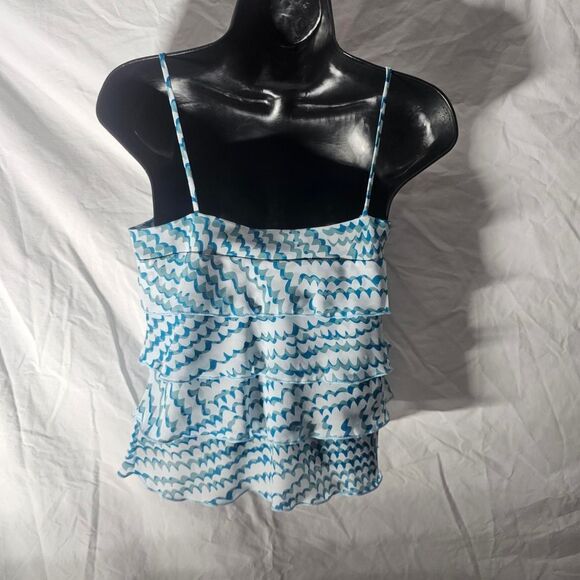 Vintage y2k 90s blue ruffle tiered sleeveless top - Picture 3 of 5